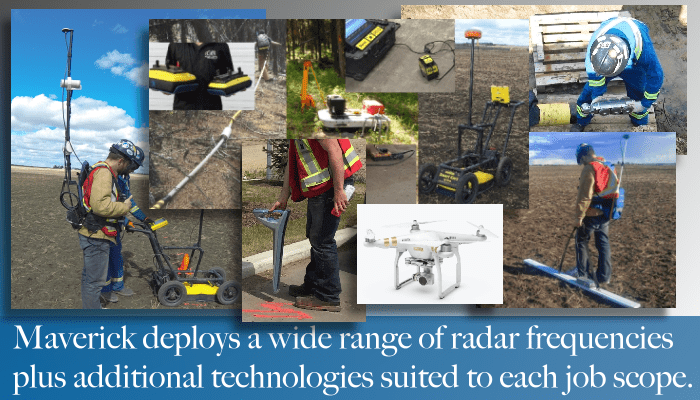 From Edmonton Alberta Maverick provides engineering GPR data for concrete, utility locates, subsurface stability, abandoned wells, and more. 