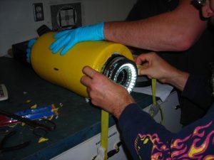 Maverick's R & D team created a video pig for pipelines by means of tethered cable pull