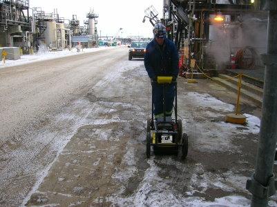 Crane scans to provide data for engineering decisions with Ground Penetrating Radar (GPR).