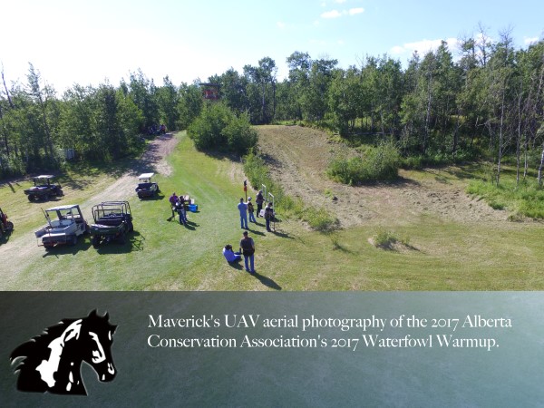 Maverick's UAV aerial photography of the 2017 Alberta Conservation Association's Waterfowl Warmup event.