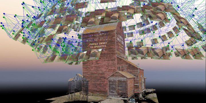 Flythrough Capture 1 Drone pictures around grain elevator
